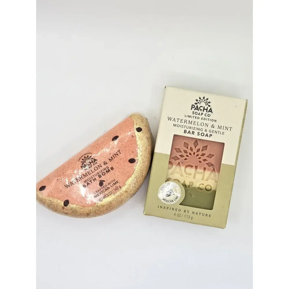 Pacha Soap Co Watermelon & Mint 3 Piece Bath Body Candle Gift Set